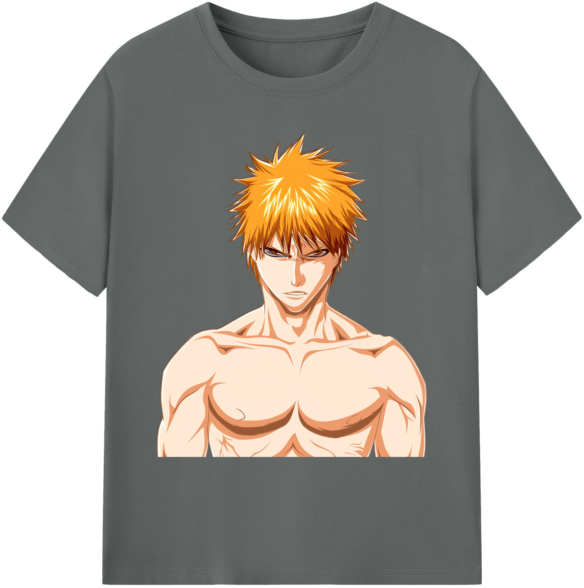 （画像用） ブリーチ 黒崎一護（くろさき いちご）BLEACH Kurosaki Ichigo 綿100％ メンズ半袖Tシャツ｜肌触りやわらか＆通気性